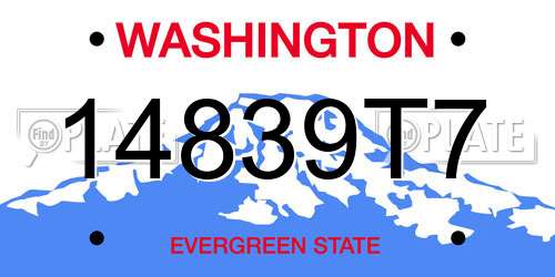 14839T7 Washington License Plate