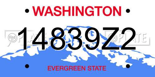 14839Z2 Washington License Plate