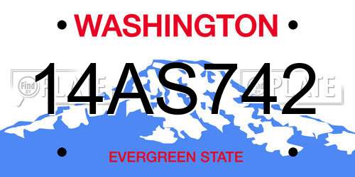 14AS742 Washington License Plate