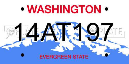 14AT197 Washington License Plate