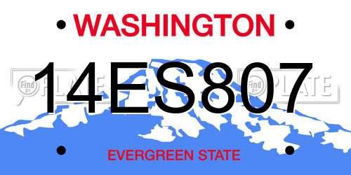 14ES807 Washington License Plate