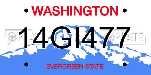 14GI477 Washington License Plate