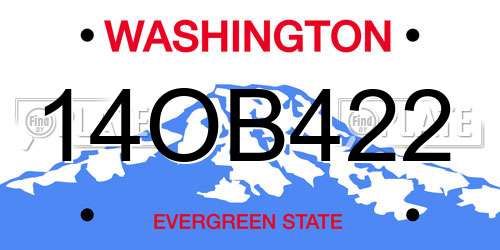 14OB422 Washington License Plate