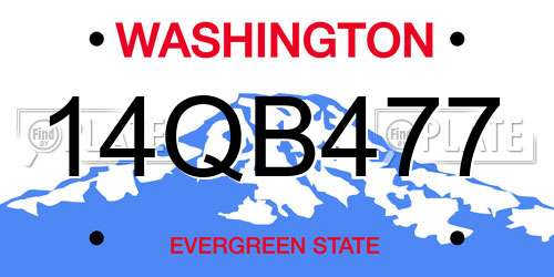 14QB477 Washington License Plate