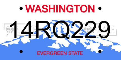 14RQ229 Washington License Plate