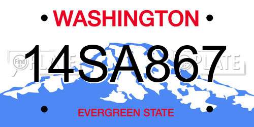 14SA867 Washington License Plate