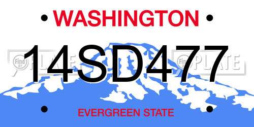 14SD477 Washington License Plate