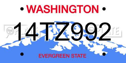 14TZ992 Washington License Plate