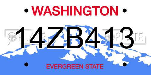 14ZB413 Washington License Plate