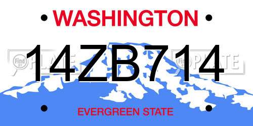 14ZB714 Washington License Plate