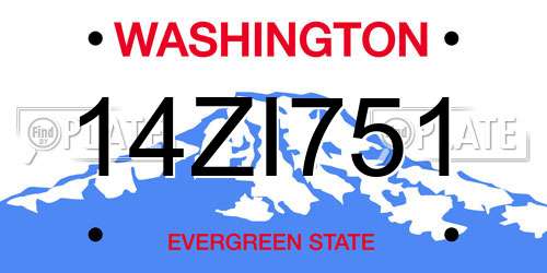 14ZI751 Washington License Plate