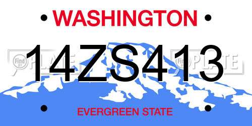 14ZS413 Washington License Plate