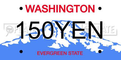 150YEN Washington License Plate