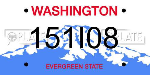 151I08 Washington License Plate