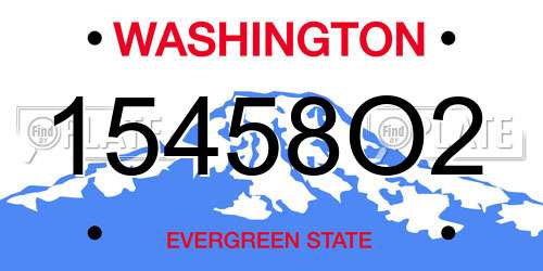 15458O2 Washington License Plate