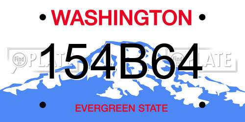 154B64 Washington License Plate
