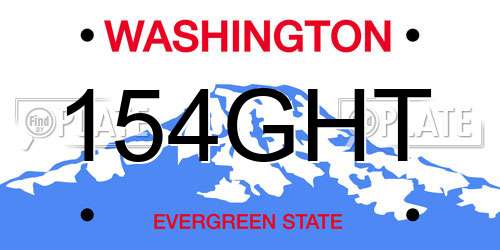 154GHT Washington License Plate