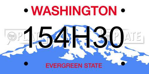 154H30 Washington License Plate