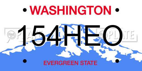 154HEO Washington License Plate