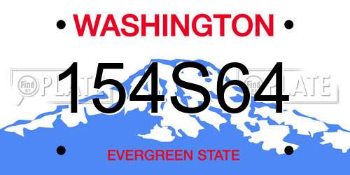 154S64 Washington License Plate