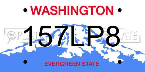 157LP8 Washington License Plate