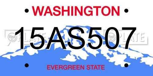 15AS507 Washington License Plate