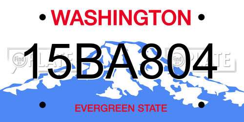 15BA804 Washington License Plate