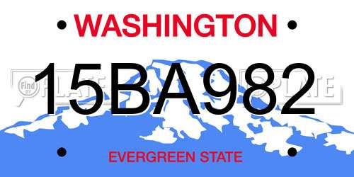 15BA982 Washington License Plate
