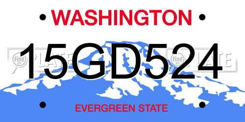 15GD524 Washington License Plate