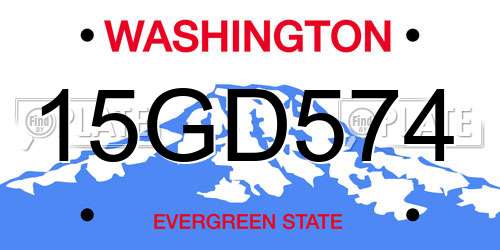 15GD574 Washington License Plate