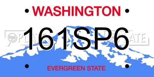 161SP6 Washington License Plate