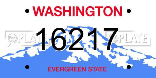 16217 Washington License Plate
