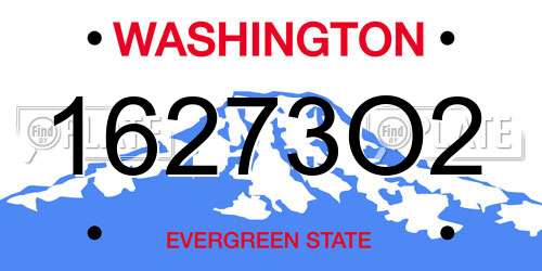 16273O2 Washington License Plate
