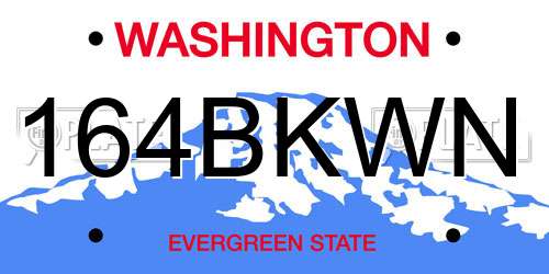 164BKWN Washington License Plate