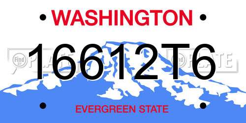 16612T6 Washington License Plate