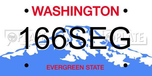 166SEG Washington License Plate