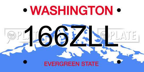 166ZLL Washington License Plate