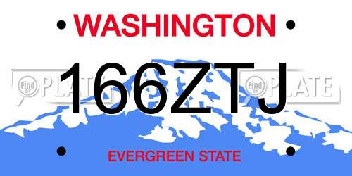 166ZTJ Washington License Plate