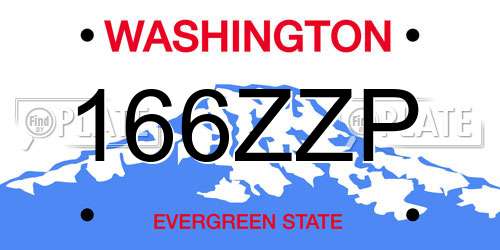166ZZP Washington License Plate