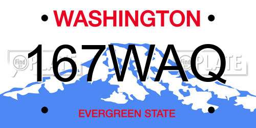 167WAQ Washington License Plate