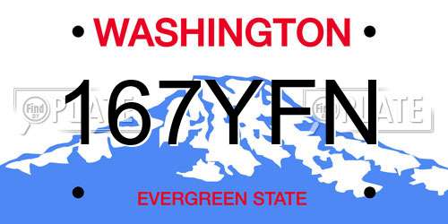 167YFN Washington License Plate