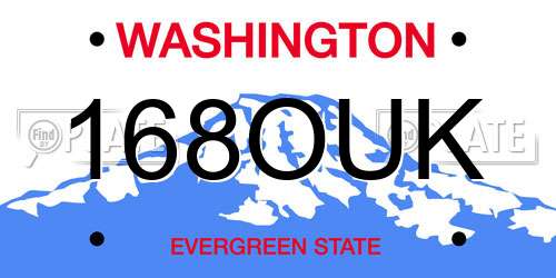 168OUK Washington License Plate