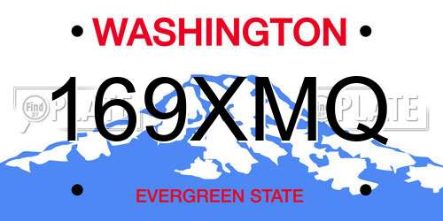 169XMQ Washington License Plate