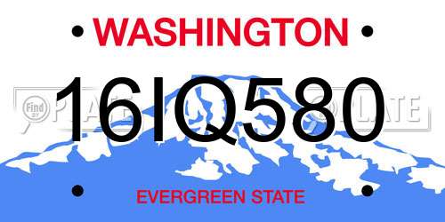 16IQ580 Washington License Plate