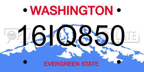 16IQ850 Washington License Plate