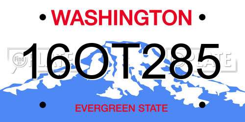 16OT285 Washington License Plate