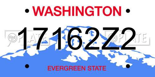 17162Z2 Washington License Plate