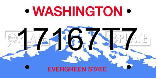 17167T7 Washington License Plate