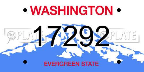17292 Washington License Plate