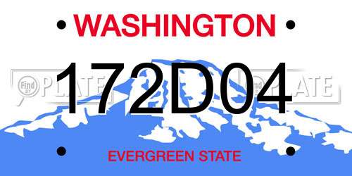 172D04 Washington License Plate
